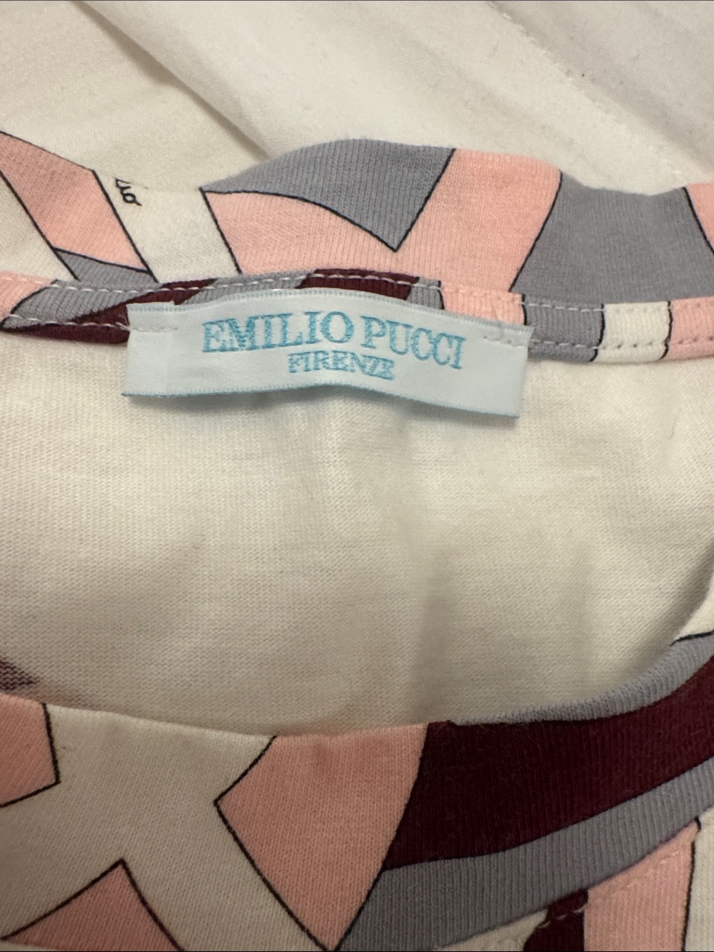 Emilio Pucci Pink, Gray & Burgundy Abstract Short Sleeve Top - Picture 2 of 12